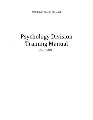 Psychology Division Training Manual - CHAlliance 