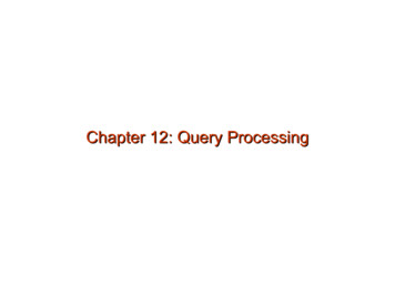 Chapter 12: Query Processing - UMD
