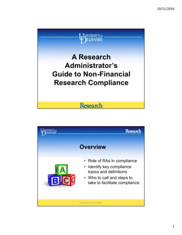 A Research Administrator's Guide To Non-Financial Research Compliance