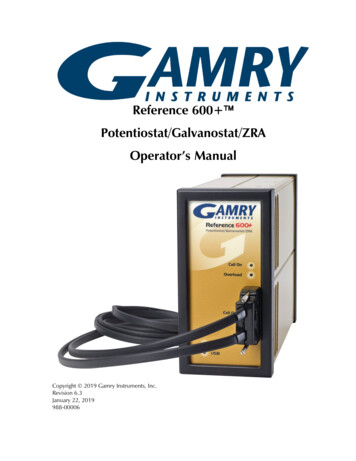Reference 600 Potentiostat Operators Manual - Gamry
