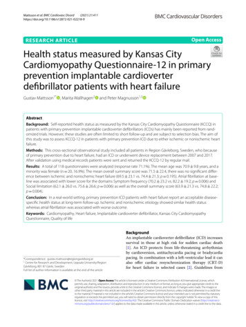 Health Status Measured By Kansas City Cardiomyopathy . - BioMed Central