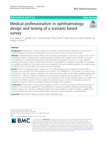 Medical Professionalism In Ophthalmology: Design And Testing Of A .