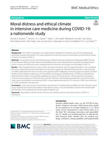 Moral Distress And Ethical Climate In Intensive . - BMC Medical Ethics