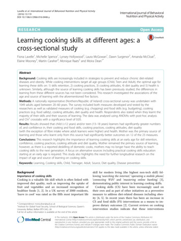 Learning Cooking Skills At Different Ages: A Cross-sectional Study