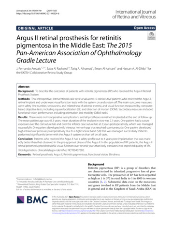 Argus II Retinal Prosthesis For Retinitis Pigmentosa In The Middle East .