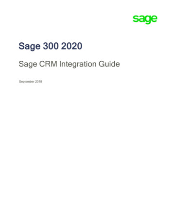 Sage 300 2020 Sage CRM Integration Guide