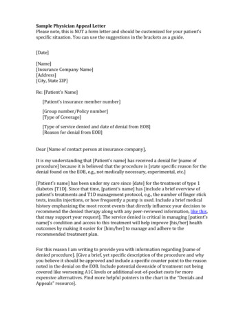 Sample Physician Appeal Letter