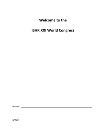 Welcome To The ISHR XXI World Congress