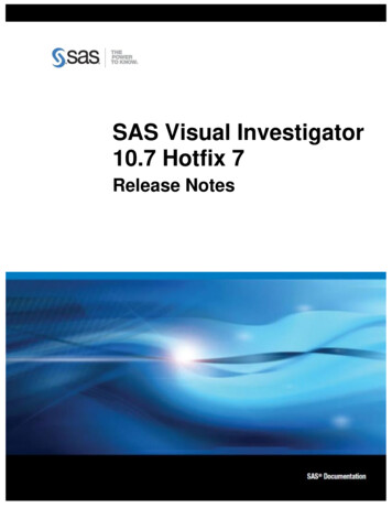 SAS Visual Investigator 10.7 Hotfix 7