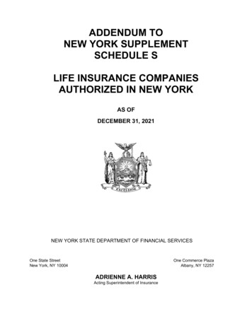NYSDFS Annual Statements - Life Insurers: NY Supplement Schedule S .