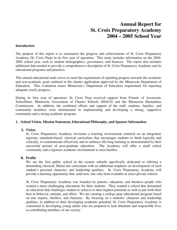 Annual Report For St. Croix Preparatory Academy 2004 - 2005 School Year