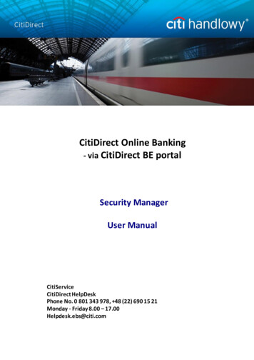 CitiDirect Online Banking - Via CitiDirect BE Portal - Citibank