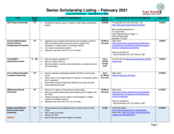 Senior Scholarship Listing February 2021 - Fwisd 