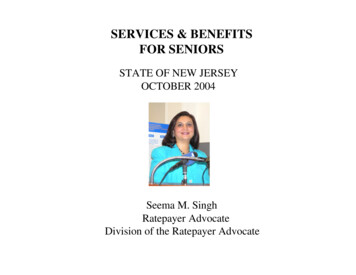 SERVICES & BENEFITS FOR SENIORS - Government Of New Jersey