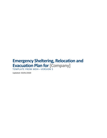 Emergency Sheltering, Relocation And Evacuation Plan Template