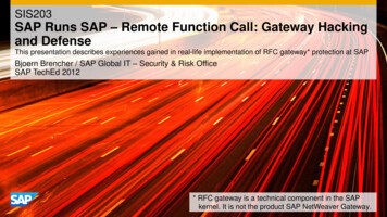 SIS203 SAP Runs SAP Remote Function Call: Gateway Hacking And Defense