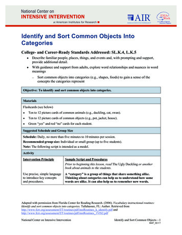 Identify And Sort Common Objects Into Categories