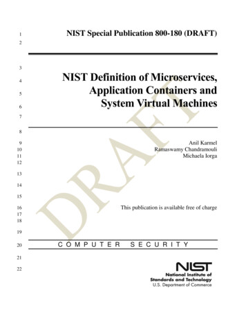 DRAFT Special Publication 800-180, NIST Definition Of Microservices .