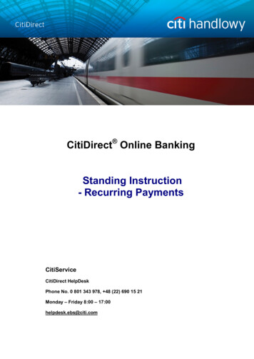 CitiDirect Online Banking Standing Instruction - Citibank
