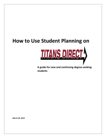 How To Use Student Planning On Titans Direct - CCM