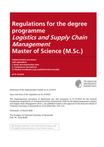 Regulations For The Degree Programme Logistics And Supply Chain .