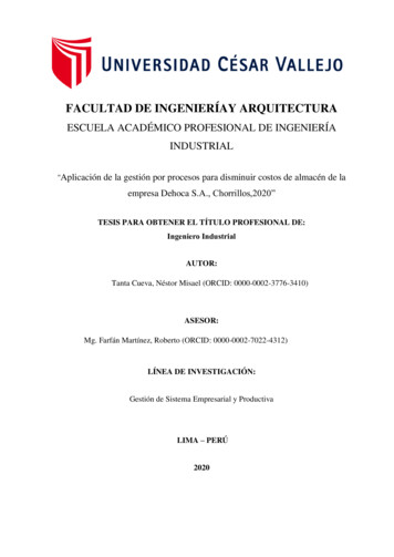 FACULTAD DE INGENIERÍAY ARQUITECTURA - César Vallejo University