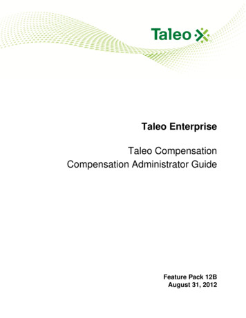 Taleo Enterprise Taleo Compensation Compensation Administrator . - Oracle