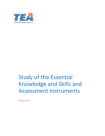 Study Of The Essential Knowledge And Skills And Assessment Instruments