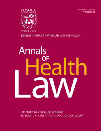 Annals Of Health Law - Vol 23 Issue 1 - Global Centurion