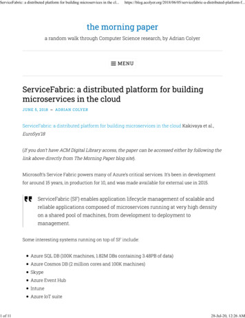 ServiceFabric: A Distributed Platform For Building Microservices In The .