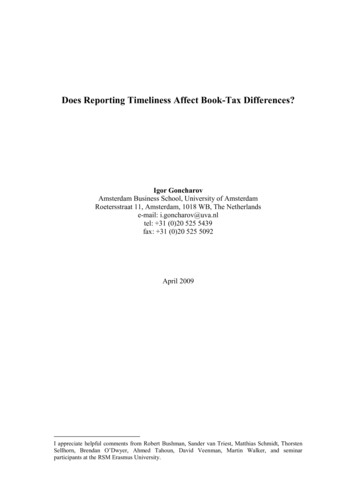 Does Reporting Timeliness Affect Book-Tax Differences? - Spbu.ru