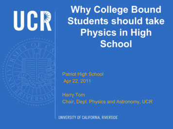 Why College Bound Students Should Take Physics In High School