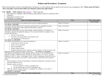 Policies And Procedures: Treatment - Nevada