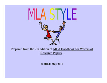 Prepared From The 7th Edition Of MLA Handbook For Writers Of Research .