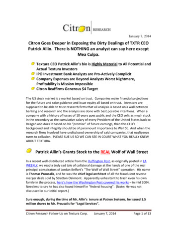 January 7, 2014 Citron Goes Deeper In Exposing The . - Citron Research