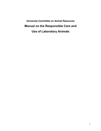 UCAR Manual On The Responsible Care And Use Of Laboratory Animals
