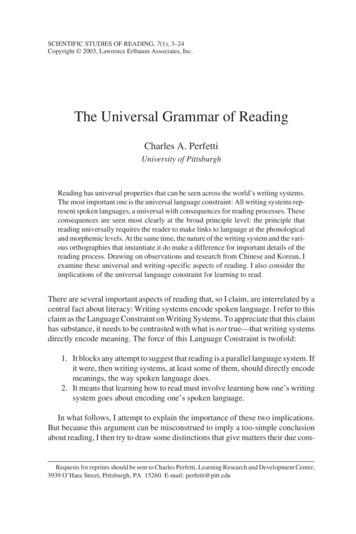 The Universal Grammar Of Reading - Sites.pitt.edu
