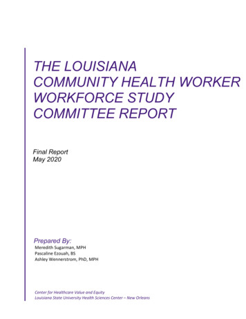 The Louisiana Community Health Worker Workforce Study Committee Report