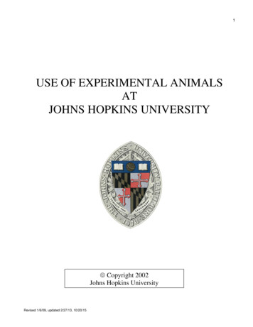 Use Of Experimental Animals At Johns Hopkins University