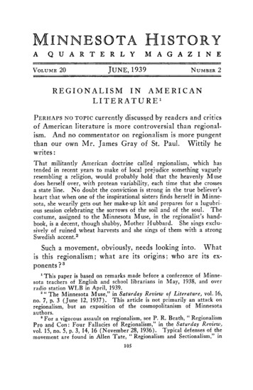 Regionalism In American Literature. - Minnesota Historical Society