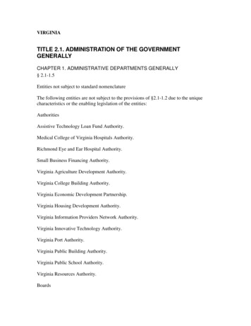 Title 2.1. Administration Of The Government Generally
