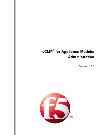 VCMP For Appliance Models: Administration - F5, Inc.