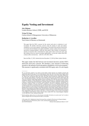 Equity Vesting And Investment