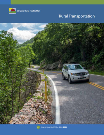 Virginia Rural Health Plan Rural Transportation