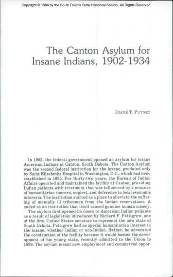 The Canton Asylum For Insane Indians, 1902-1934
