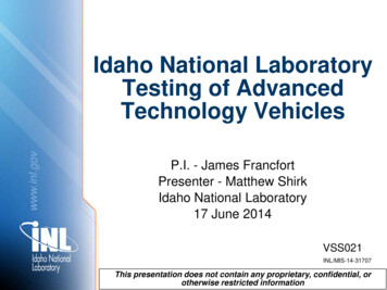 Idaho National Laboratory Testing Of Advanced Technology Vehicles