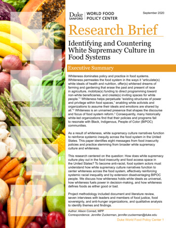 White Supremacy Culture In Food Systems - Duke University
