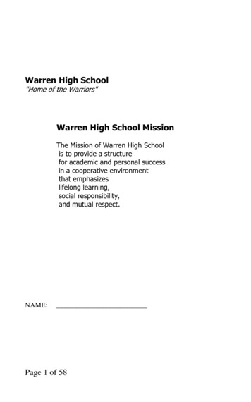 Warren High School Warren High School Mission - Warren Local
