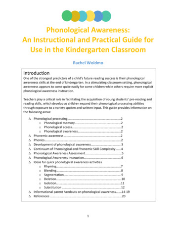 Phonological Awareness: An Instructional And Practical Guide For Use In .