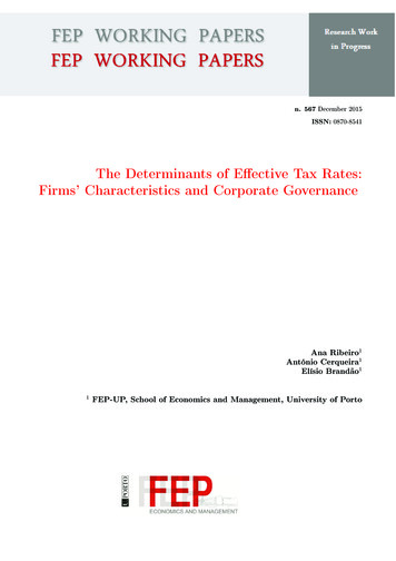 The Determinants Of E Ective Tax Rates: Firms' Characteristics And . - UP
